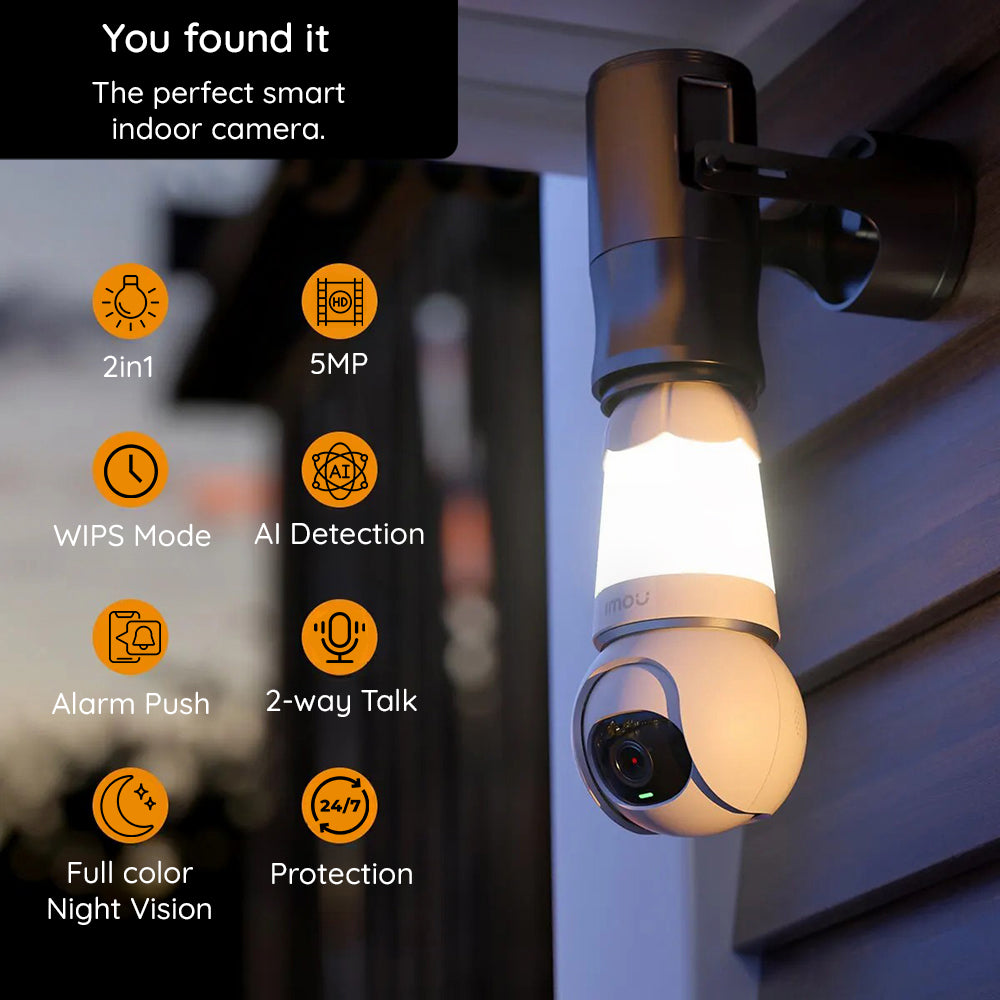 Imou Bulb Bewakingscamera, Wi-Fi, 2K, Binnen, Wit IPC-S6DP-5M0WEB-E27