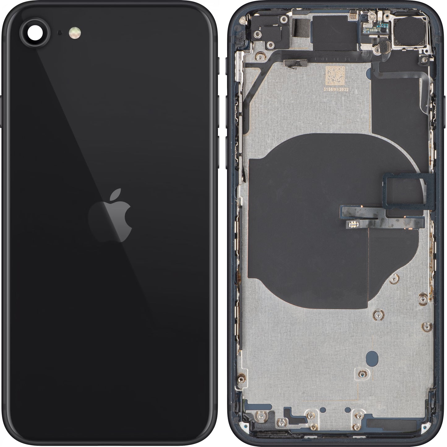 Battery Cover Apple iPhone SE (2022), With Half Case, Black (Midnight), Swap