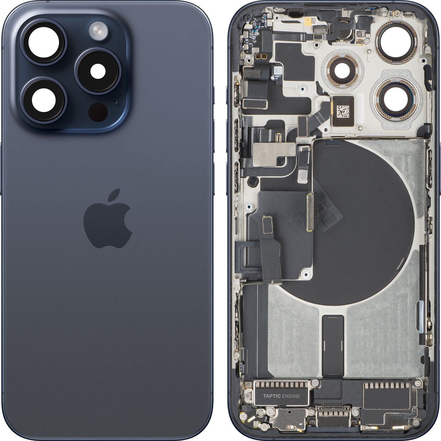 Batterijdeksel Apple iPhone 15 Pro, Met Middenbehuizing, Volledige Onderdelen, Blauw (Blue Titanium), Swap