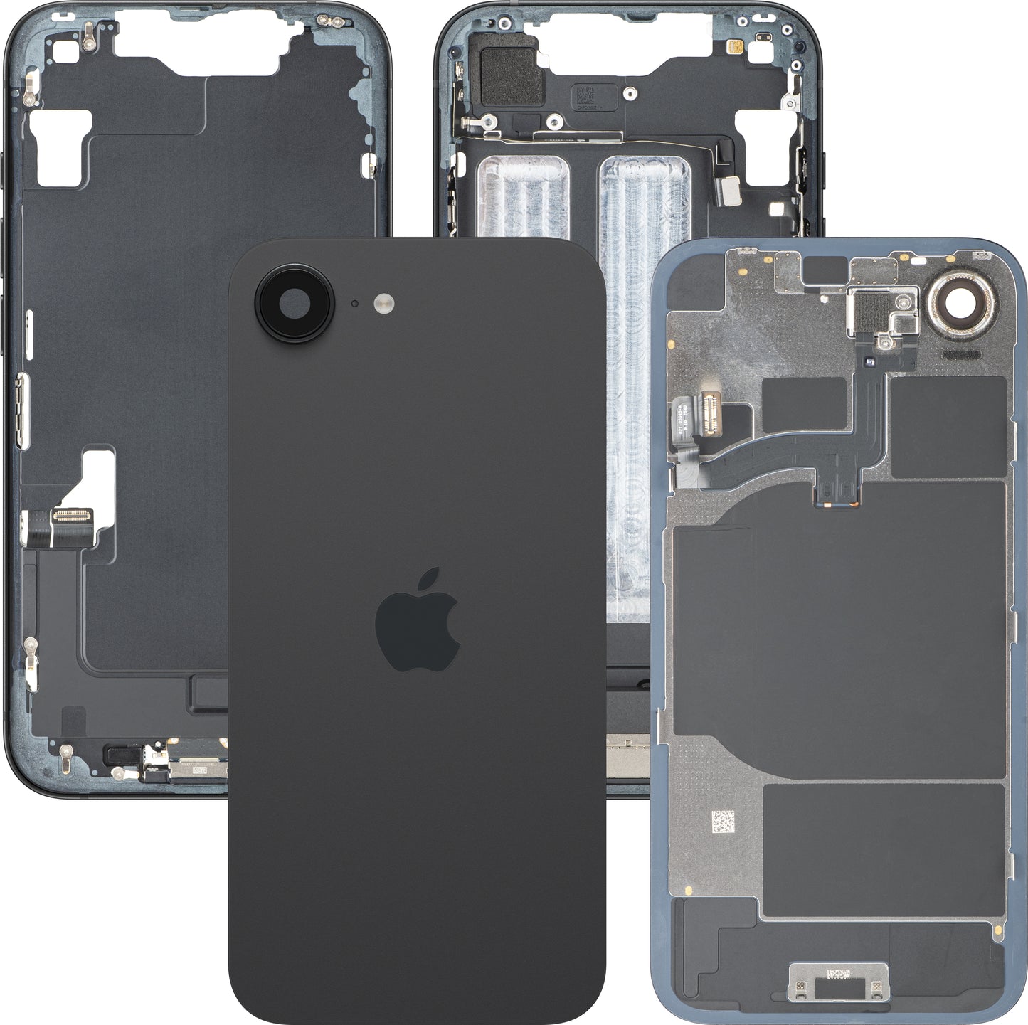 Apple iPhone 16e Batterijklep, Met Middenbehuizing, Complete Onderdelen, Zwart, Premium Swap