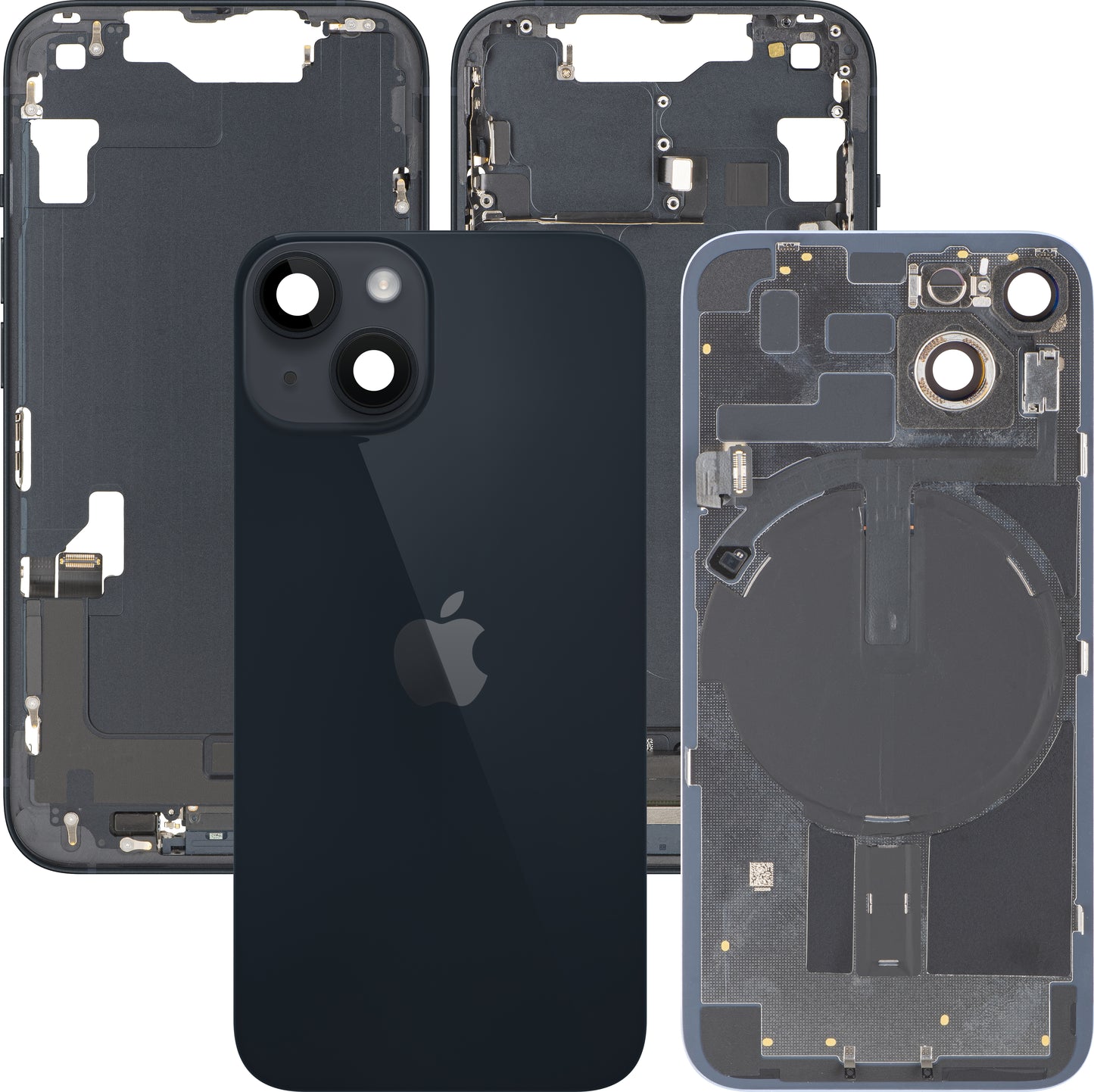 Apple iPhone 14 Batterijklep, Met Middenbehuizing, Complete Onderdelen, Zwart (Midnight), Swap