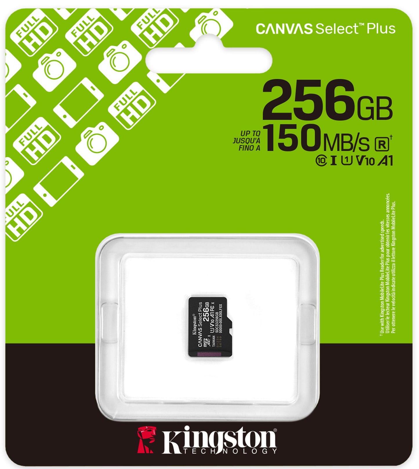Kingston Canvas Select Plus Android A1 microSDXC Geheugenkaart, 256Gb, Klasse 10 / UHS-1 U1 SDCS3/256GBSP
