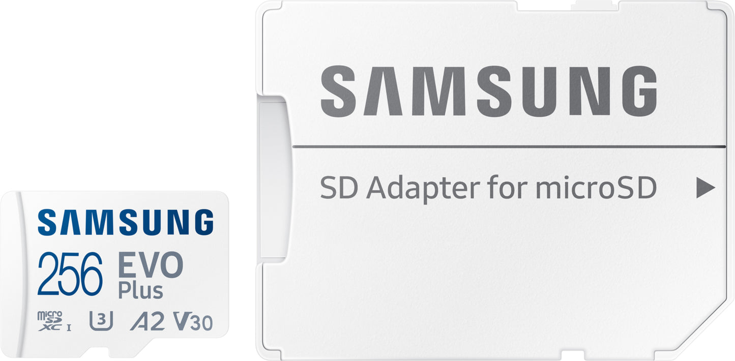 Samsung Evo Plus microSDXC-geheugenkaart, 256Gb, Klasse 10 / UHS-1 U3, Met Adapter MB-MC256SA/EU