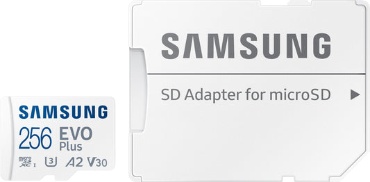 Geheugenkaart microSDXC Samsung Evo Plus, 256Gb, Klasse 10 / UHS-1 U3, met Adapter MB-MC256SA/EU MB-MC256SA/EU