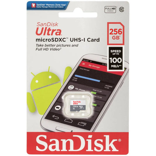 Geheugenkaart microSDXC SanDisk Ultra, 256Gb, Klasse 10 SDSQUNR-256G-GN3MN