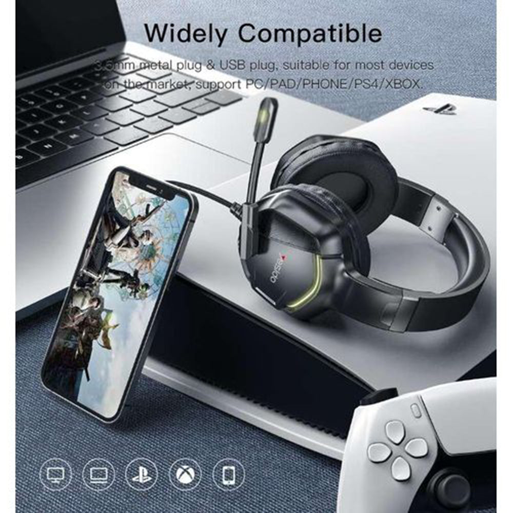 Gaming Headset 3.5mm Yesido EK01, RGB, 1.2m, Zwart