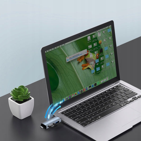 USB / USB-C-kaartlezer Tech-Protect, SD - microSD, Grijs