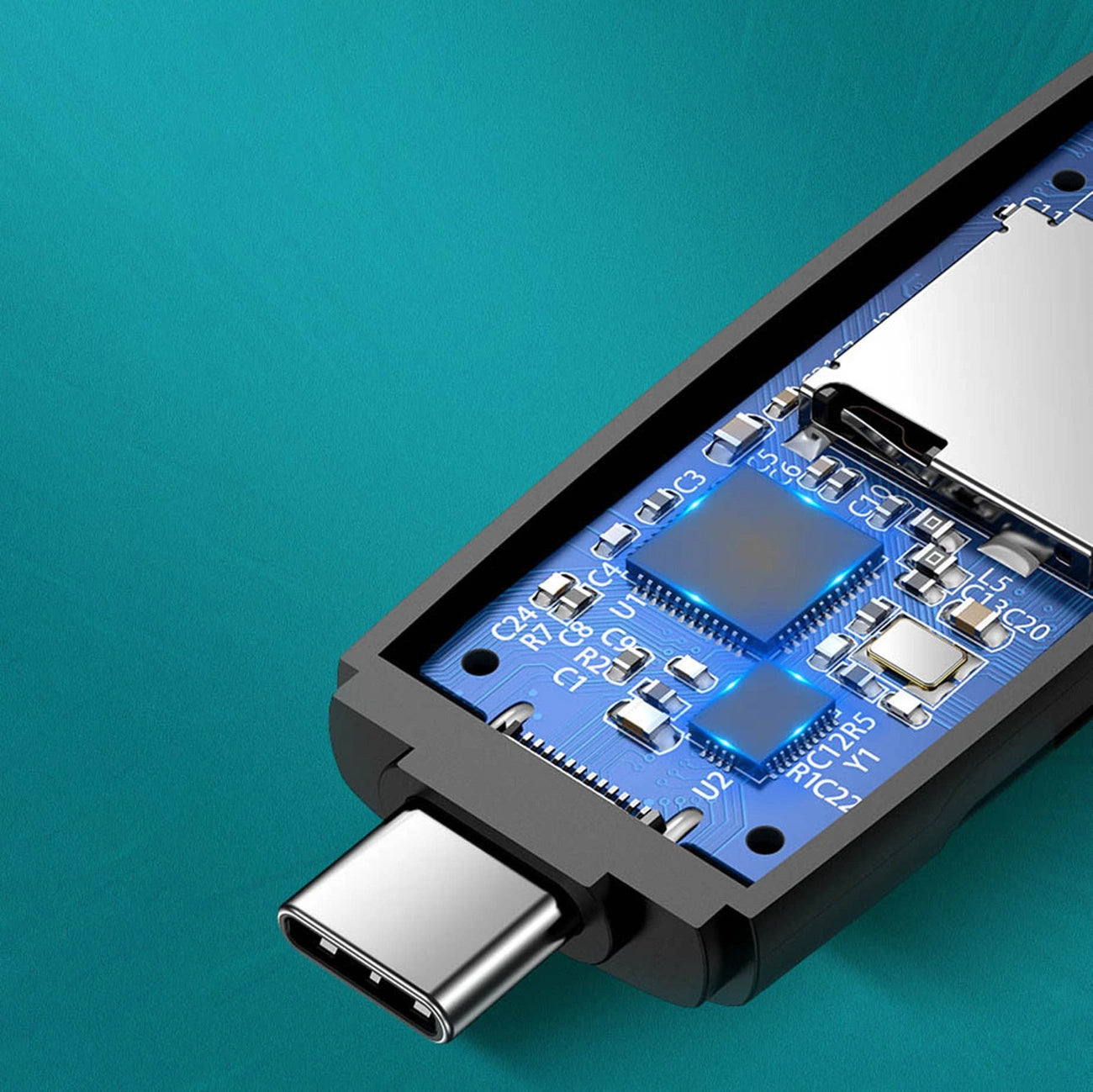 USB / USB-C-kaartlezer UGREEN CM304, SD - microSD, Zwart