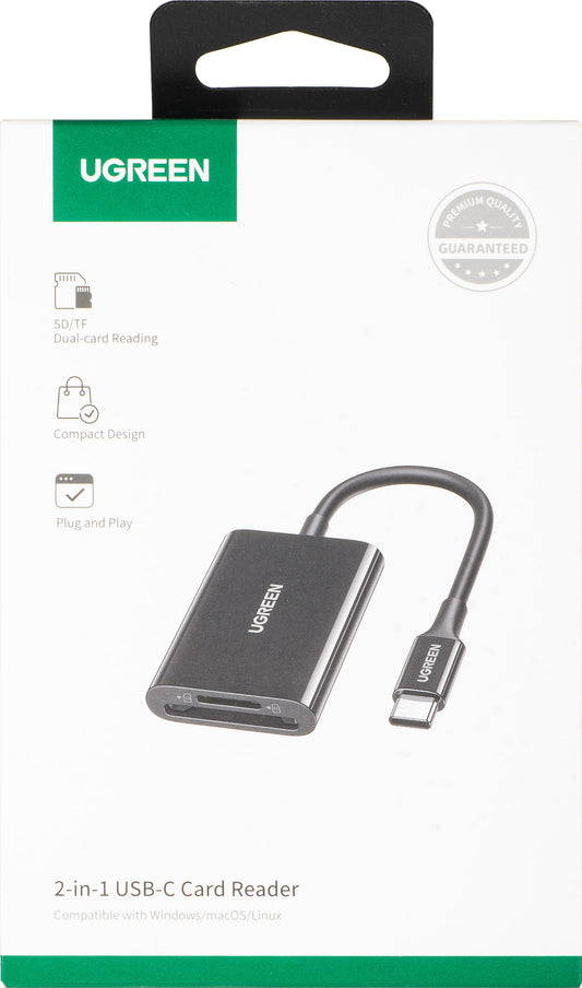 UGREEN CM265 USB-C Kaartlezer, SD - microSD, Zwart