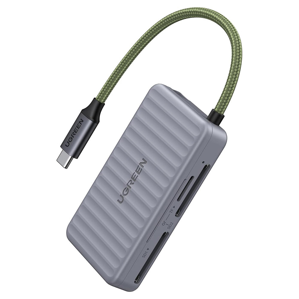 UGREEN 55886 USB-C Kaartlezer met Organizer, 2 x SD - microSD, Grijs