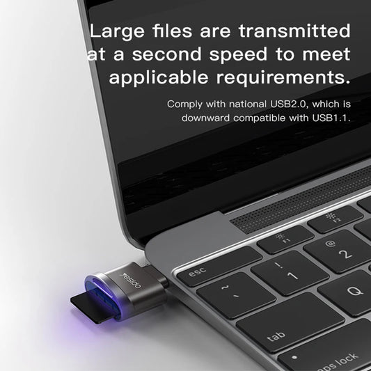 Kaartlezer USB-C Yesido GS19, USB-A (OTG) - microSD, Grijs