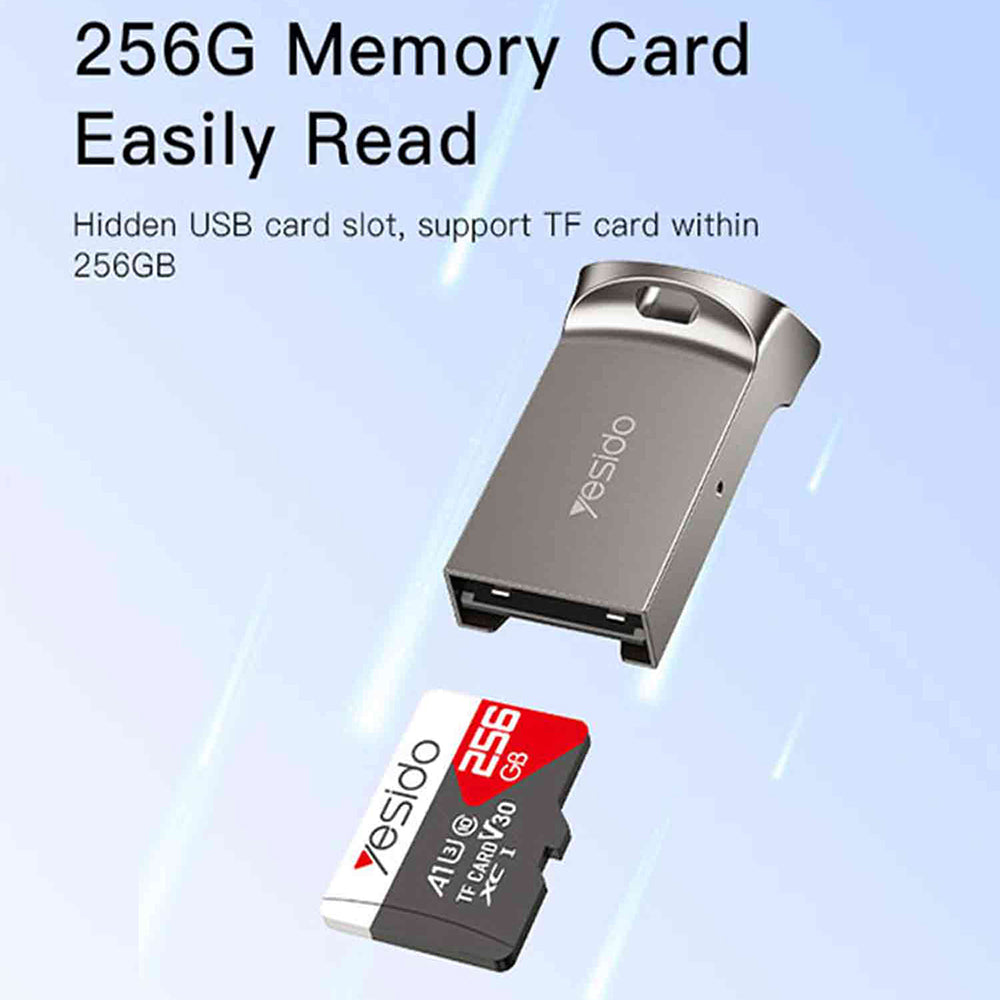 USB-kaartlezer Yesido GS20, microSD, Grijs
