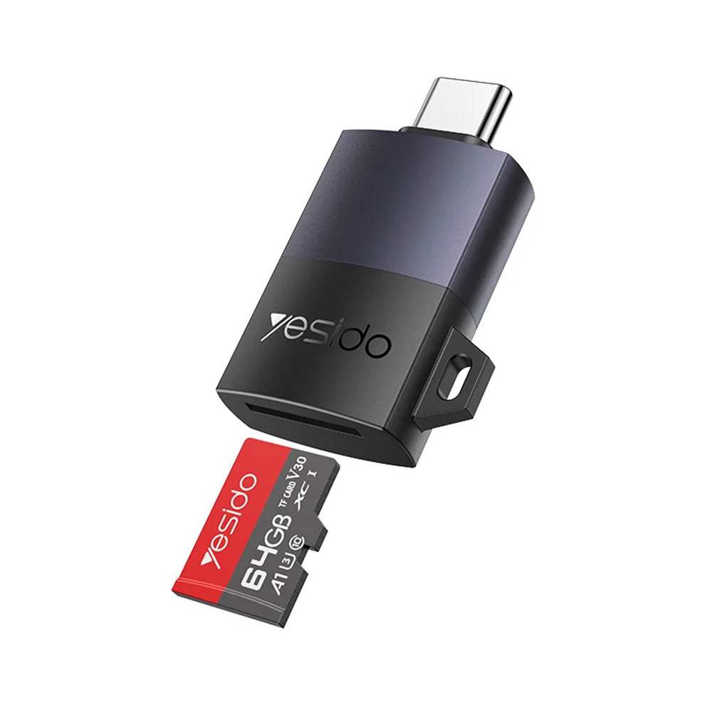USB-C Kaartlezer Yesido GS37, microSD, Zwart