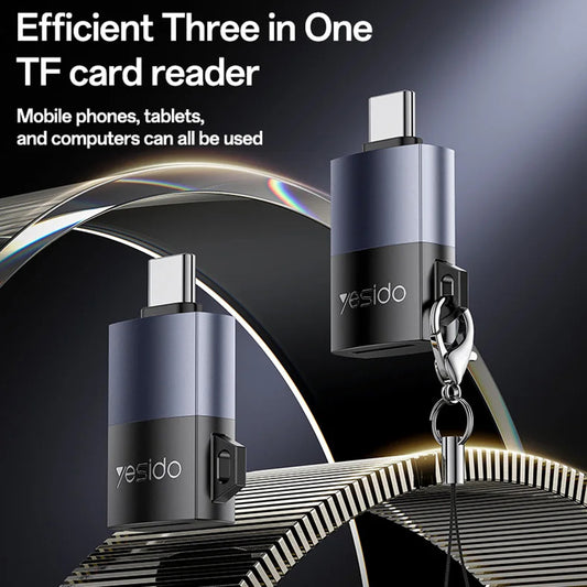 USB Kaartlezer Yesido GS37, microSD, Zwart