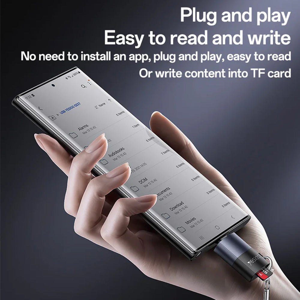USB-C Kaartlezer Yesido GS37, microSD, Zwart