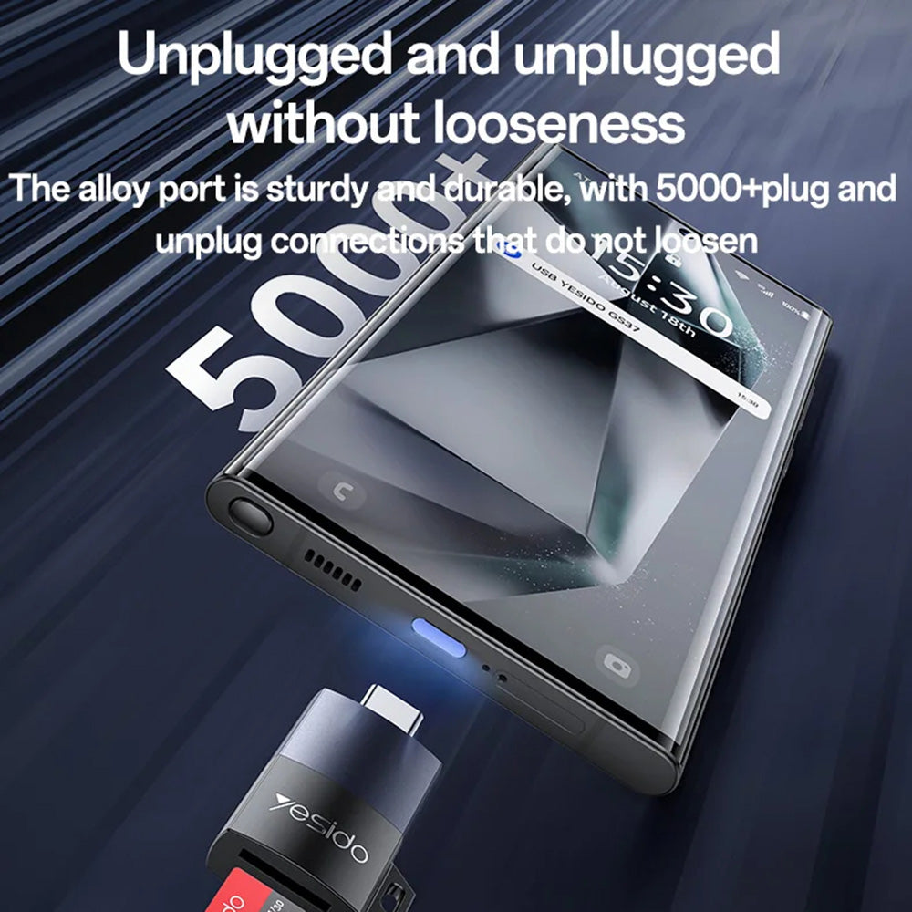USB-C Kaartlezer Yesido GS37, microSD, Zwart