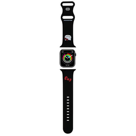 Hello Kitty Siliconen Kitty Head band voor Apple Watch 49mm / 46mm / 45mm / 44mm / 42mm Series, Zwart