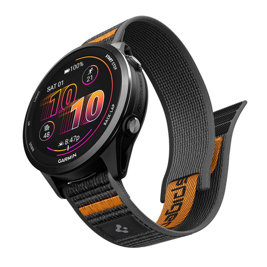 Spigen Athlex Air 2 bandje voor Garmin Watch Venu / Forerunner Series, 22mm, Zwart Oranje AMP11425