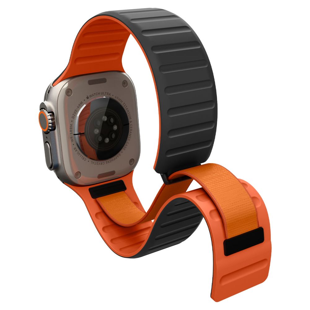 Spigen Athlex Air M band voor Apple Watch 49mm / 46mm / 45mm / 44mm Series, Zwart Oranje AMP11534