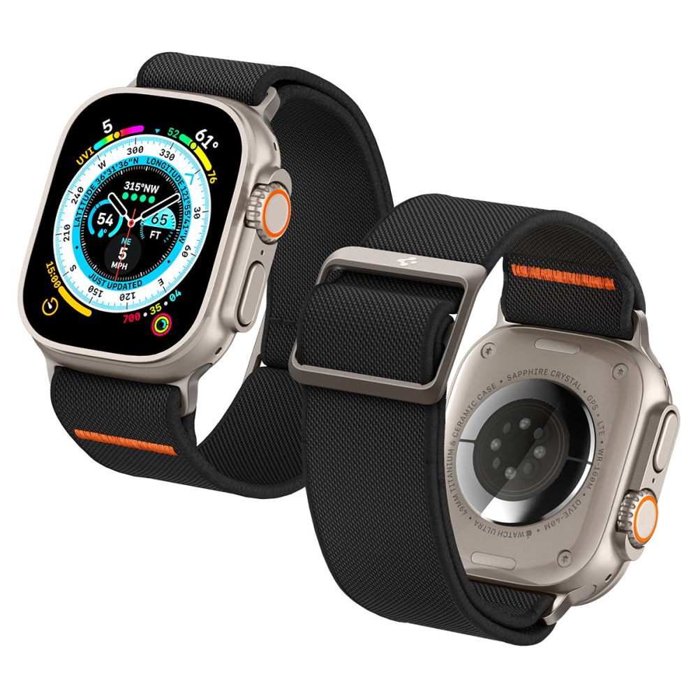 Spigen Fit Lite Ultra band voor Apple Watch 49mm / 46mm / 45mm / 44mm / 42mm Series, Zwart AMP05983