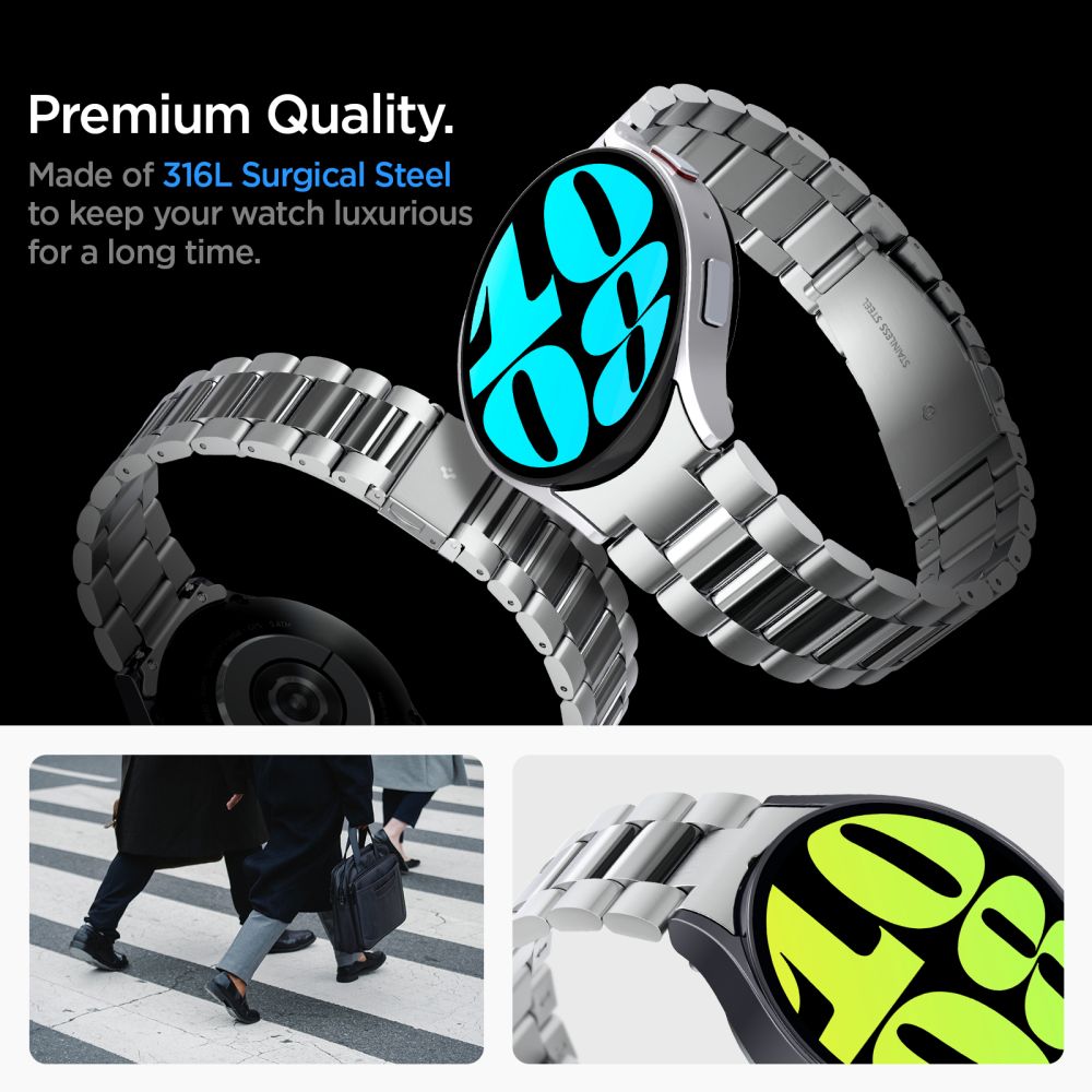Spigen Modern Fit band voor Samsung Galaxy Watch6 44mm, Zilver AMP06498