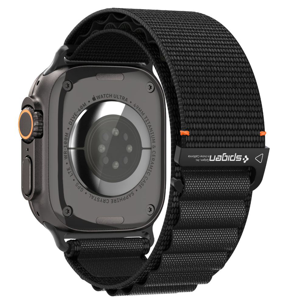 Spigen WBF1 band voor Apple Watch 49mm / 46mm / 45mm / 44mm Series, Zwart AMP10144