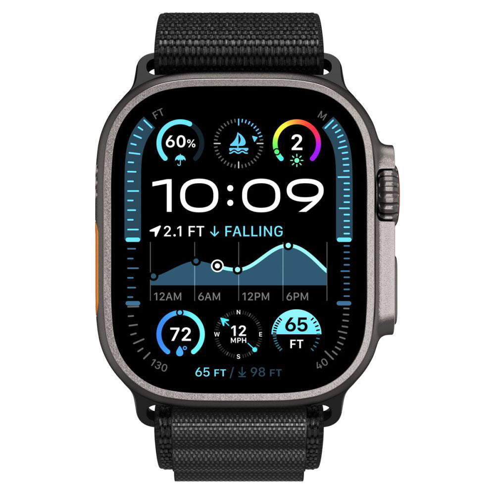 Spigen WBF1 band voor Apple Watch 49mm / 46mm / 45mm / 44mm Series, Zwart AMP10144