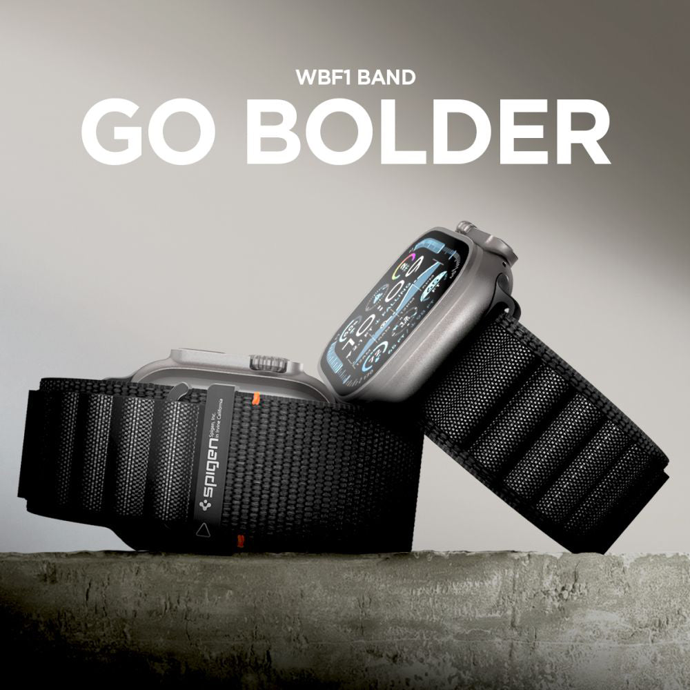 Spigen WBF1 band voor Apple Watch 49mm / 46mm / 45mm / 44mm Series, Zwart AMP10144
