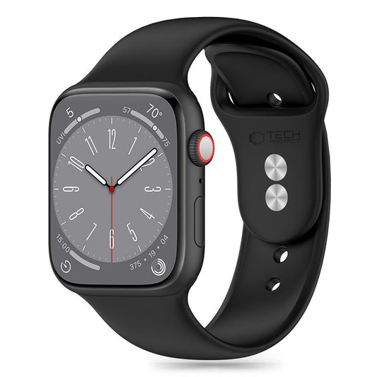 Tech-Protect Siliconen bandje voor Apple Watch 49mm / 45mm / 44mm / 42mm Series, zwart