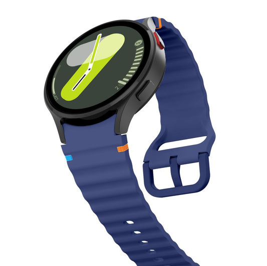 Tech-Protect Silicone Sportbandje voor Samsung Galaxy Watch7 / Watch FE / Watch6 / Watch5 / Watch4-serie, marineblauw