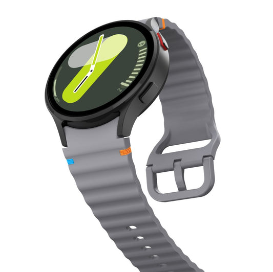 Tech-Protect Silicone Sportbandje voor Samsung Galaxy Watch7 / Watch FE / Watch6 / Watch5 / Watch4-serie, grijs