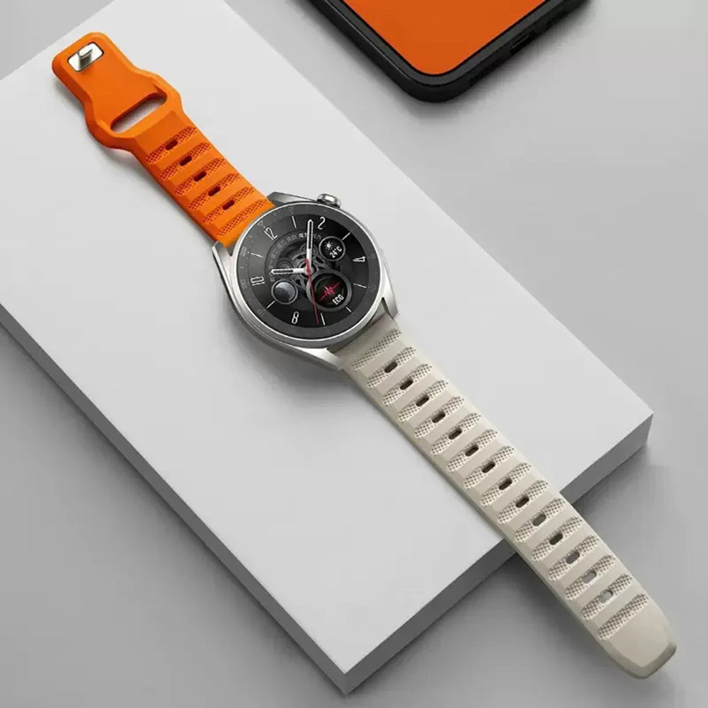 Techsuit W050 band voor Samsung Galaxy Watch / Huawei Watch Series, Beige Oranje