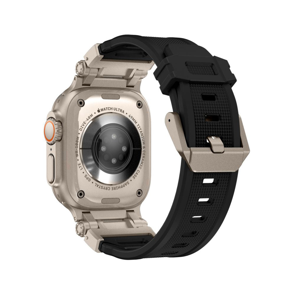 Techsuit W064 band voor Apple Watch 49mm / 46mm / 45mm / 44mm / 42mm Series, Zwart Zilver