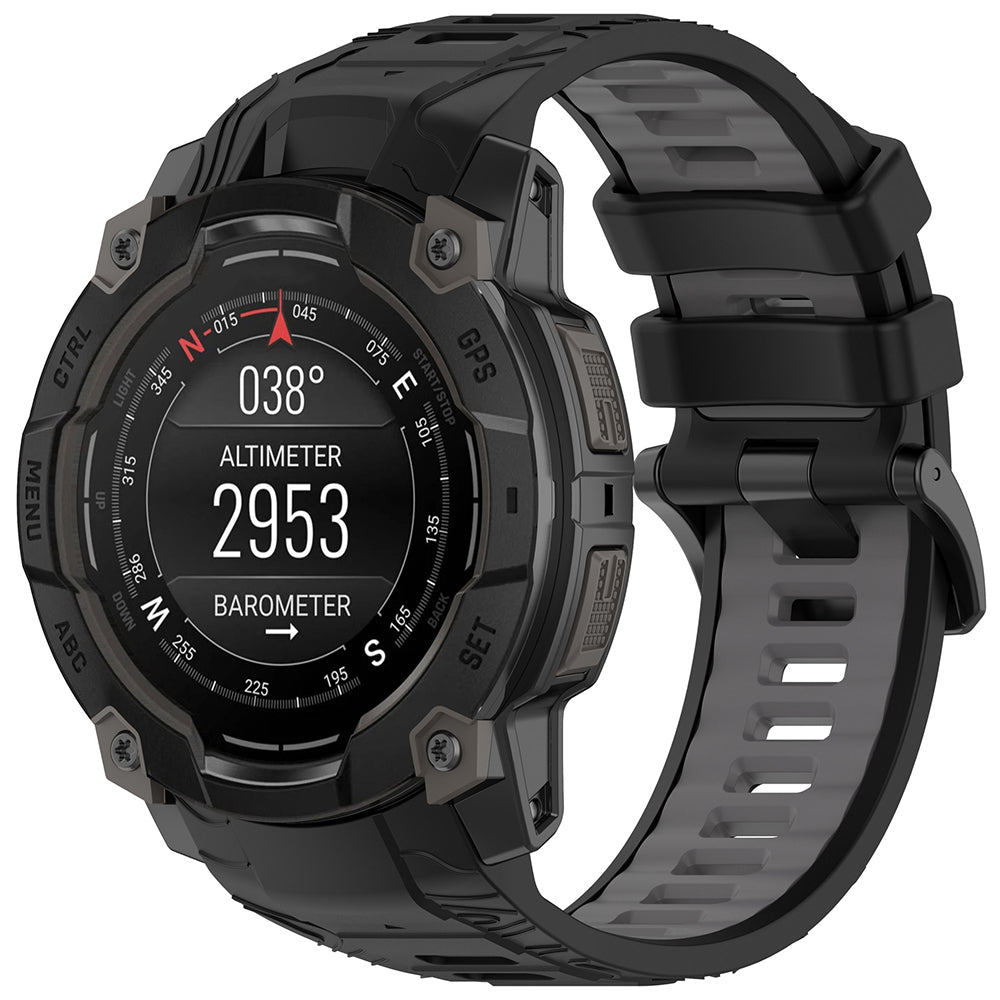 Techsuit W077 band voor Garmin Instinct 3 50mm Solar / Instinct 3 50mm, Zwart Grijs