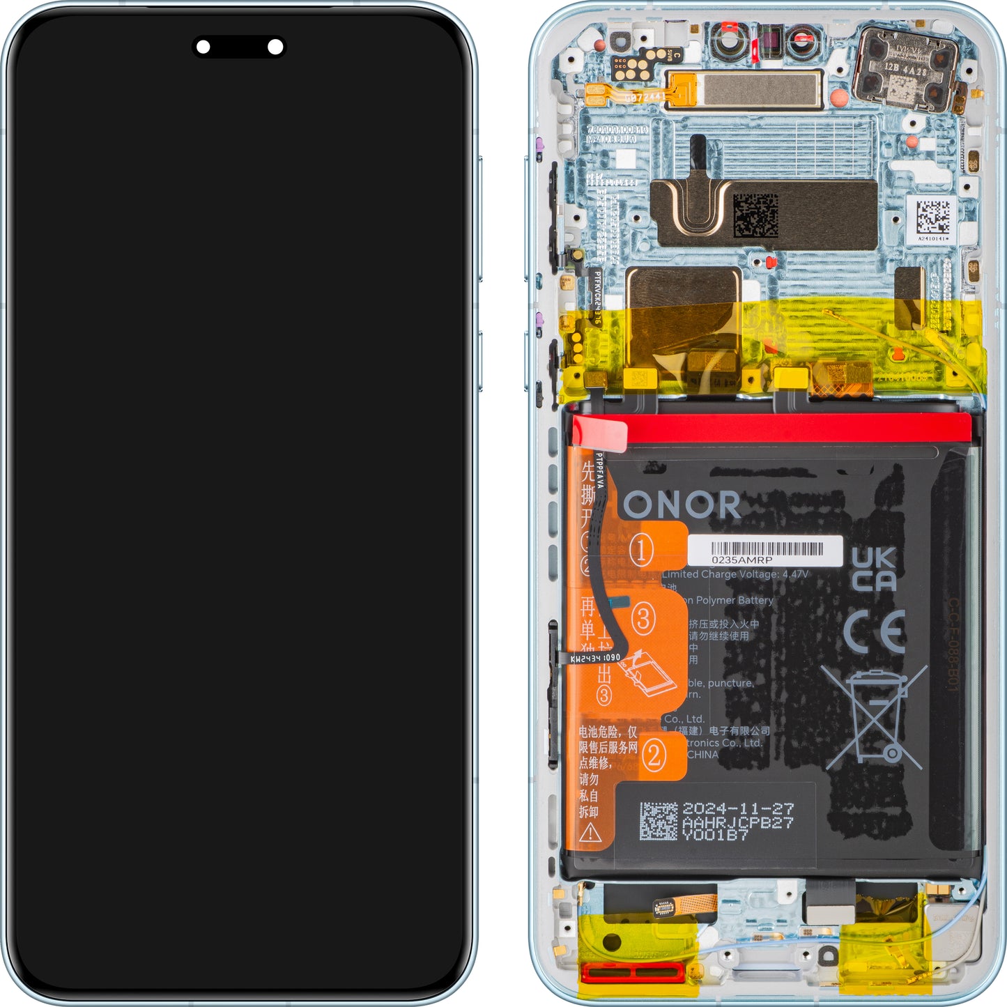 Display met Touchscreen Honor Magic7 Pro, met Frame en Batterij, Blauw (Breeze Blue), Service Pack 0235AMRP