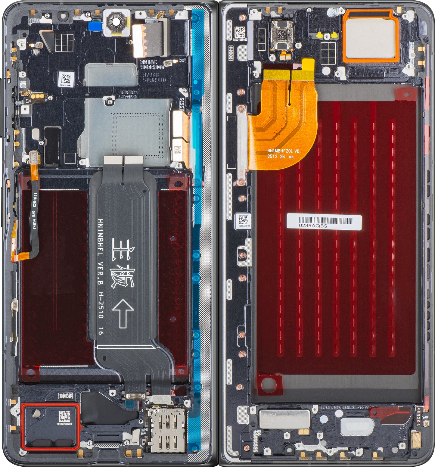 Display met Touchscreen Honor Magic V5, met Frame, Sub Inner, Zwart, Service Pack 0235AQBS