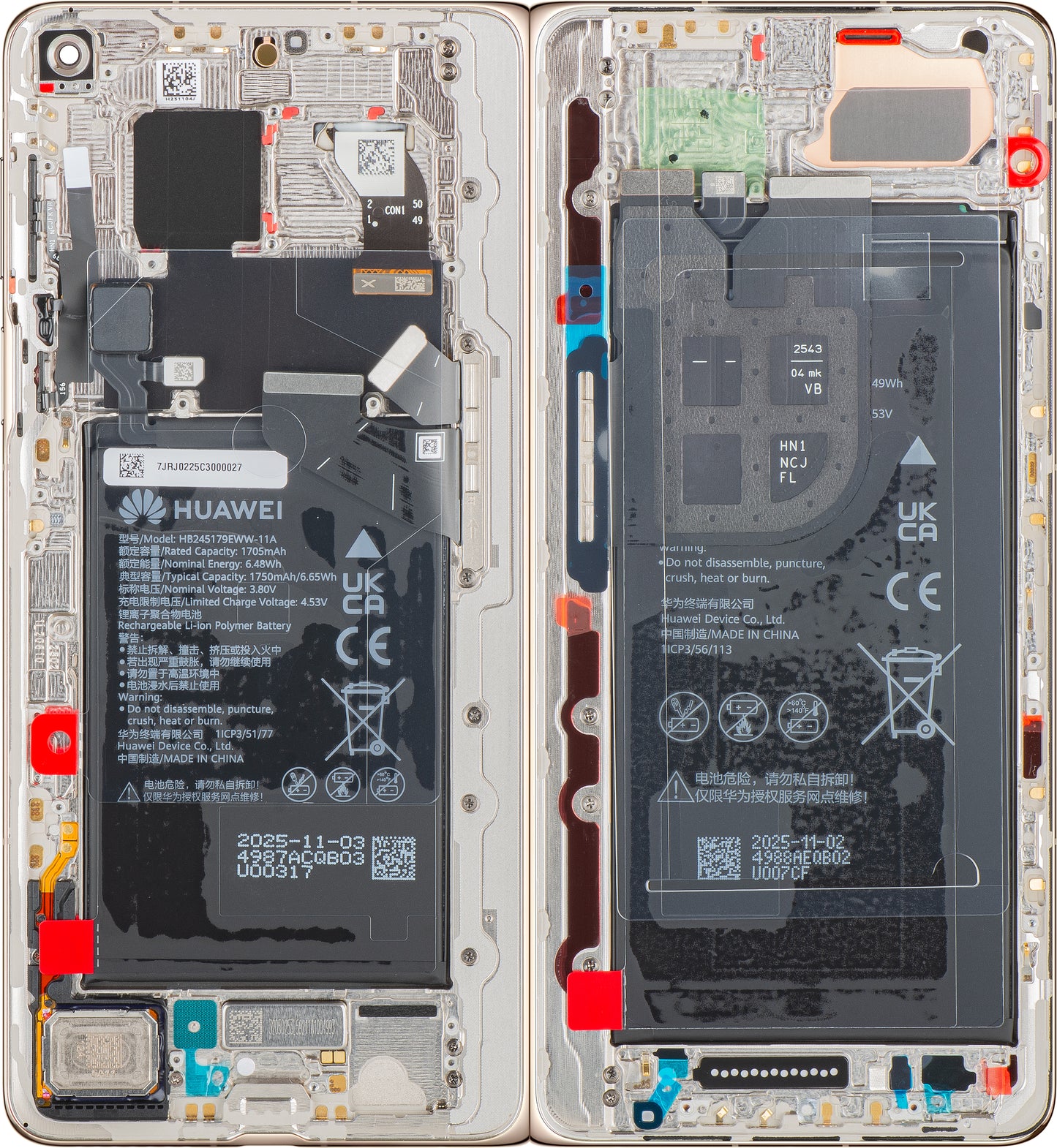 Display met Touchscreen Huawei Mate X7, met Frame en Batterij, Goud, Service Pack 02357JRJ