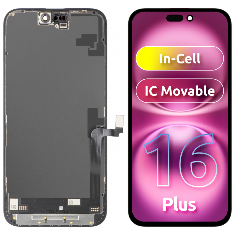 Display met Touchscreen JK voor Apple iPhone 16 Plus, met Frame, LCD In-Cell IC Movable Versie, Zwart