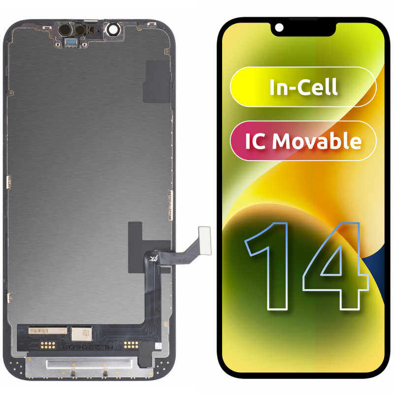 JK Touchscreen Display voor Apple iPhone 14, met frame, In-Cell LCD-versie, zwart