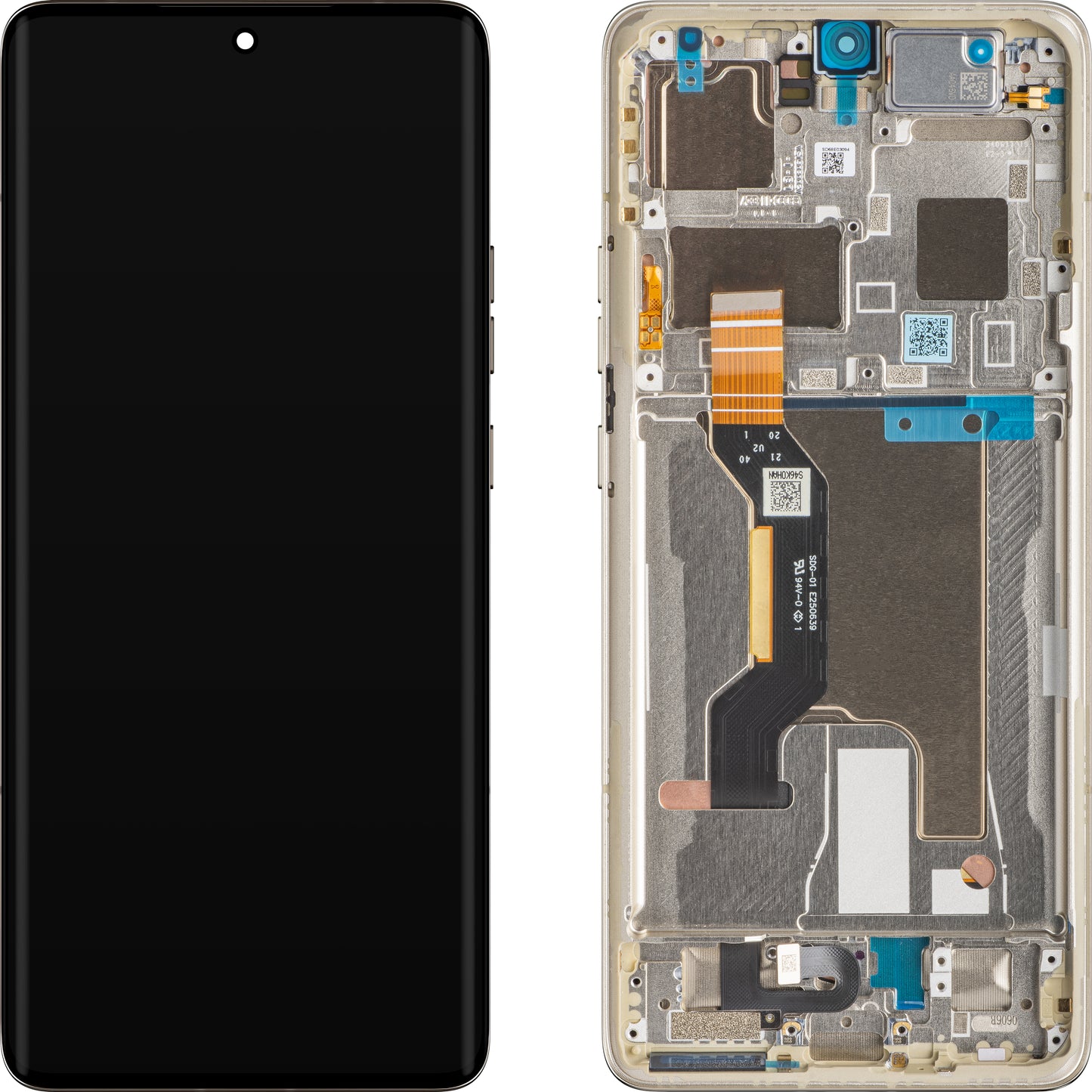 Touchscreen scherm Motorola Edge 50 Ultra, met frame, beige (Nordic Wood), Service Pack 5D68C24484