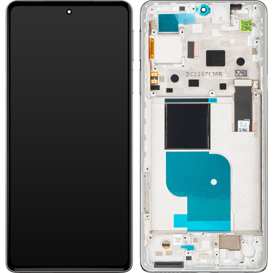 Touchscreen scherm Motorola Edge 30 Pro, met frame, zilver (Stardust wit), Service Pack 5D68C20277