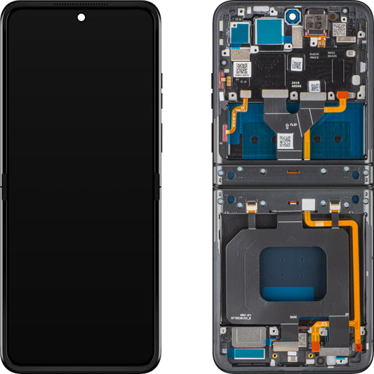 Display met Touchscreen Motorola Razr 2024 / Razr 50, met Frame, Sub Inner, Grijs (Steel Wool), Service Pack 5D68C24806