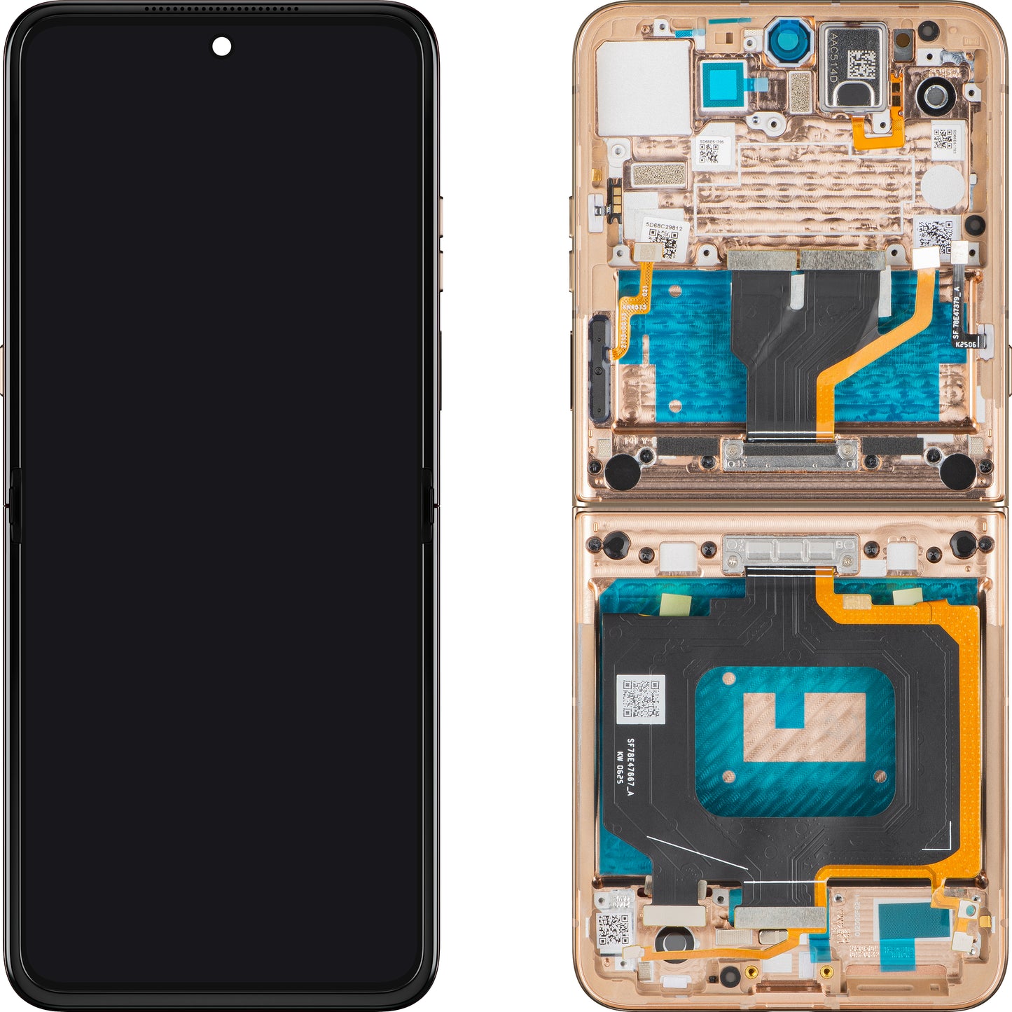 Display met Touchscreen Motorola Razr 60 Ultra, met Frame, Onder Inner, Beige (Mountain Trail), Service Pack 5D68C30087