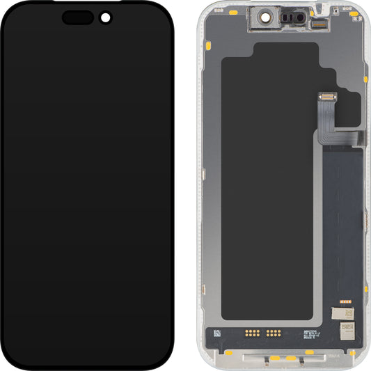 MP Touchscreen Display compatibel met Apple iPhone 17 Pro, met Frame, Soft OLED FHD 120Hz IC Verplaatsbaar Versie, Zwart