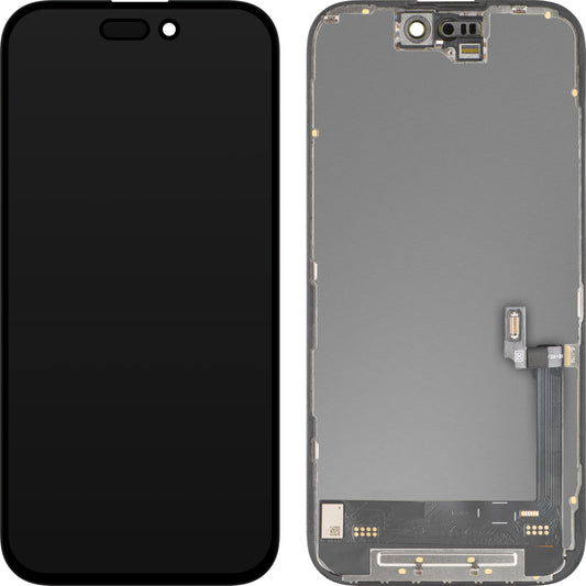 Display met Touchscreen MP compatibel met Apple iPhone 16, met Frame, Soft OLED FHD 120Hz IC Movable Versie, Zwart