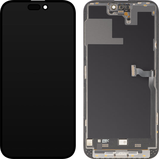 MP Touchscreen Display compatibel met Apple iPhone 14 Pro Max, met Frame, Premium Soft OLED FHD 120Hz Diagnostic Versie, Zwart
