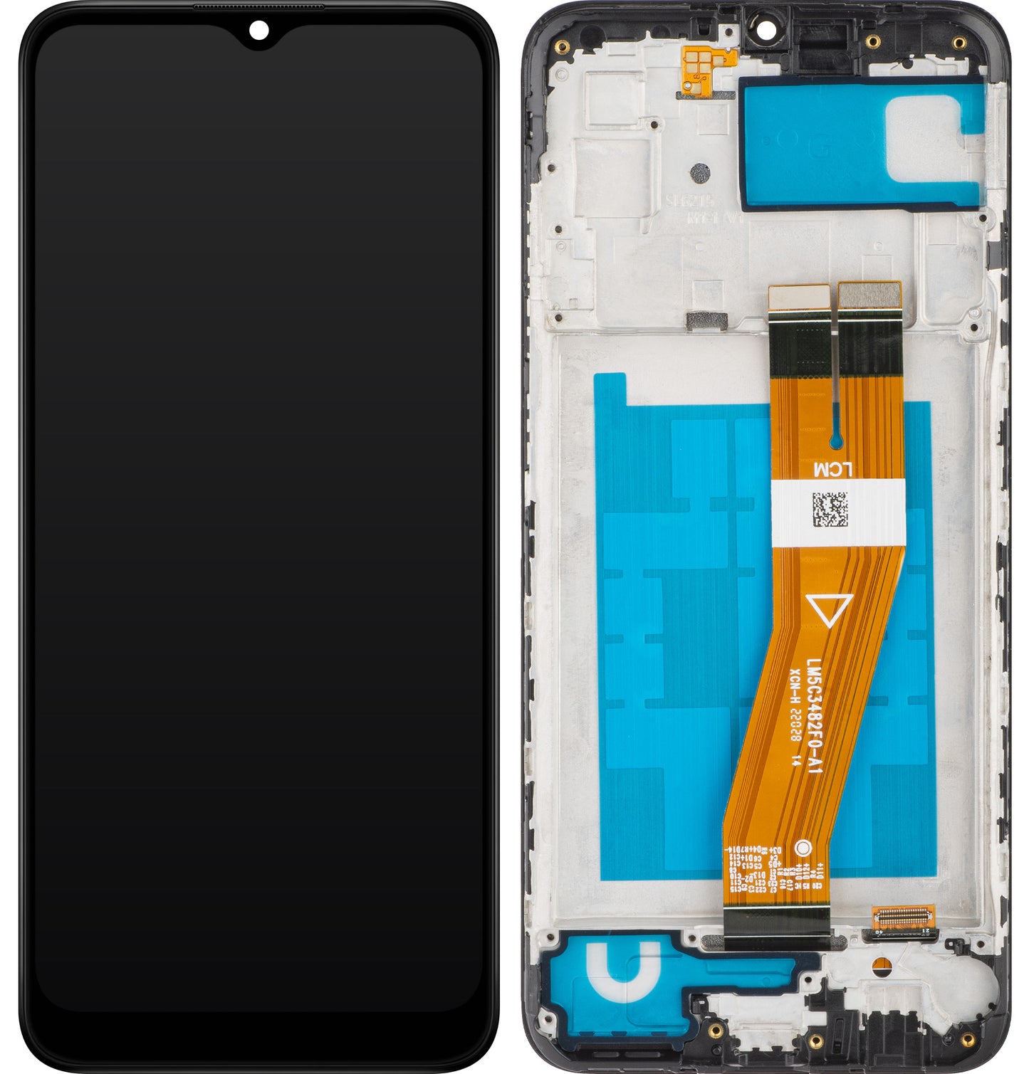 MP touchscreen scherm compatibel met Samsung Galaxy A03 A035, met frame, versie F, zwart