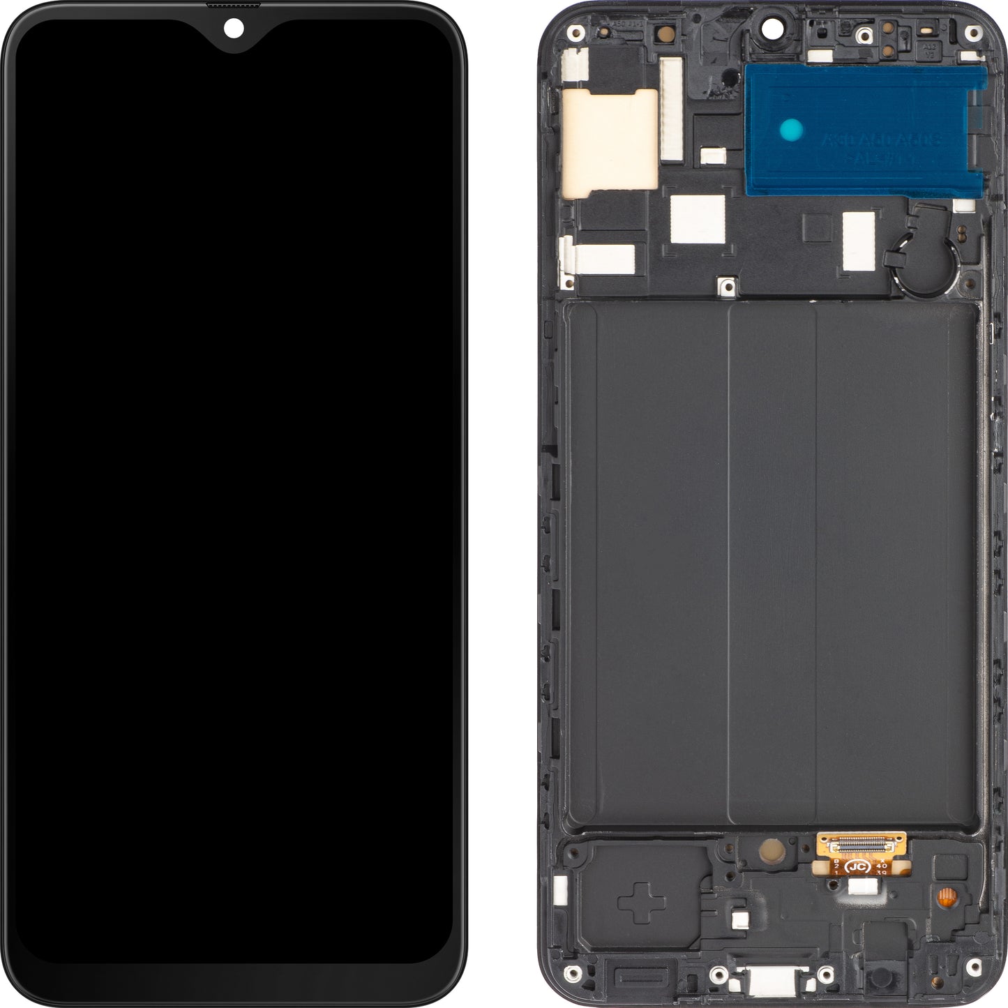 MP touchscreen scherm compatibel met Samsung Galaxy A50 A505, met frame, OLED versie, zwart