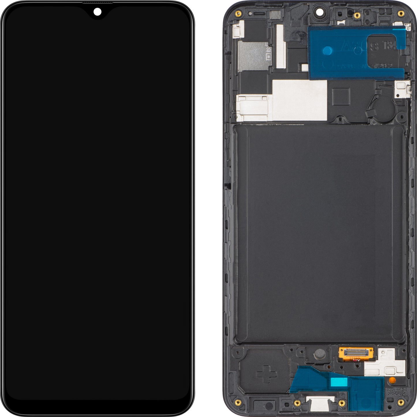 MP touchscreen scherm compatibel met Samsung Galaxy A30s A307, met frame, zwart