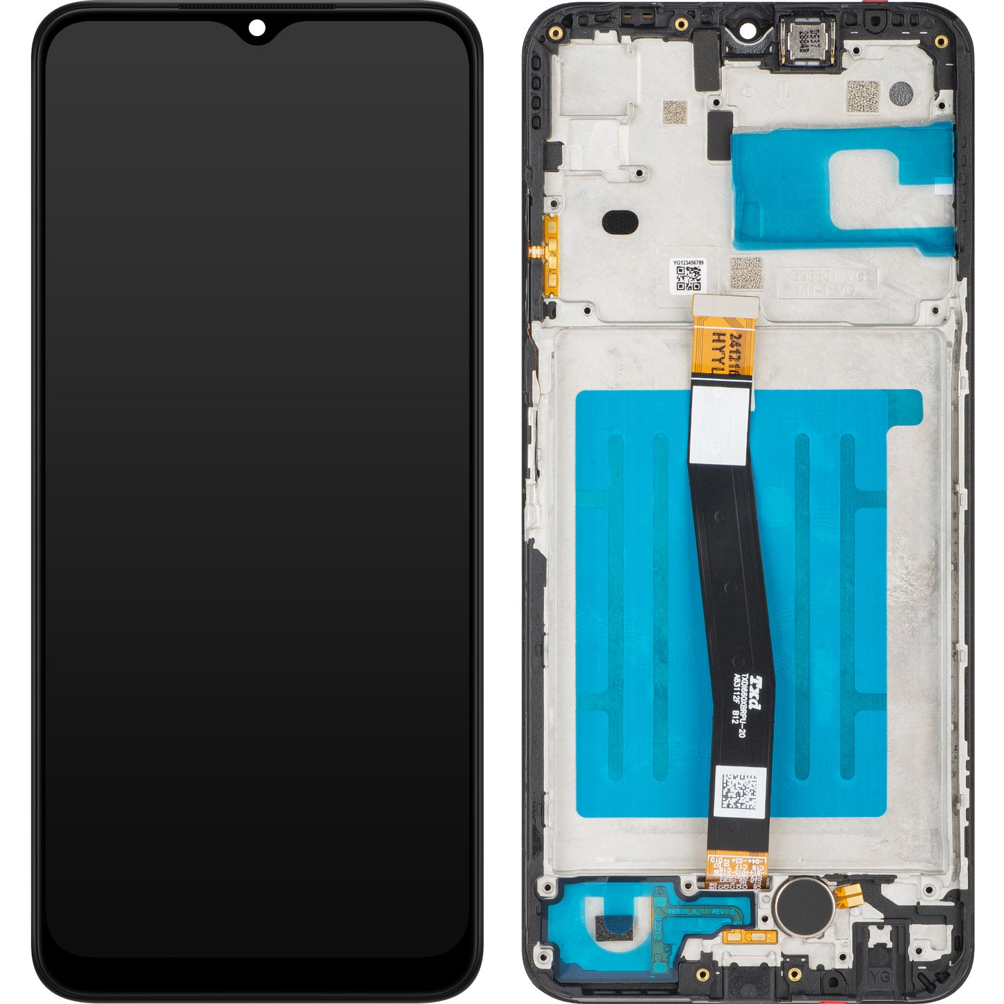 MP touchscreen scherm compatibel met Samsung Galaxy A22 5G A226, met frame, zwart